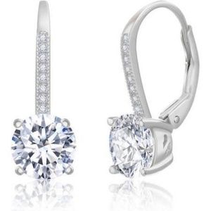 Sterling Silver Leverback Earrings Swarovski